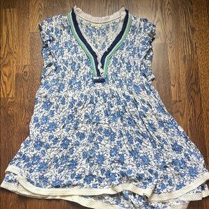 Poupette St Barth’s Blue Floral V-Neck Boho cover up
